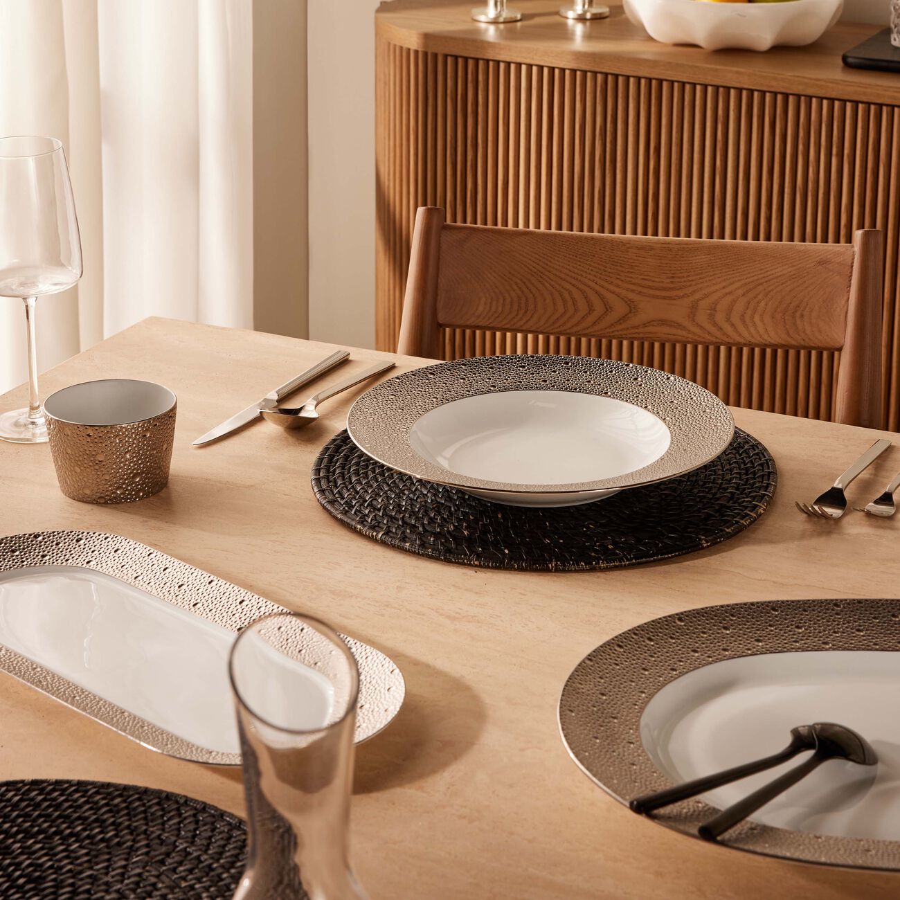 bernardaud ecume rim soup plate silver