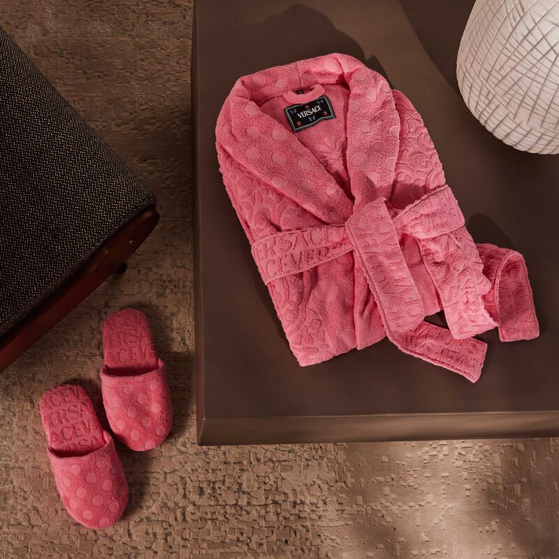 versace allover polka dot slippers pink