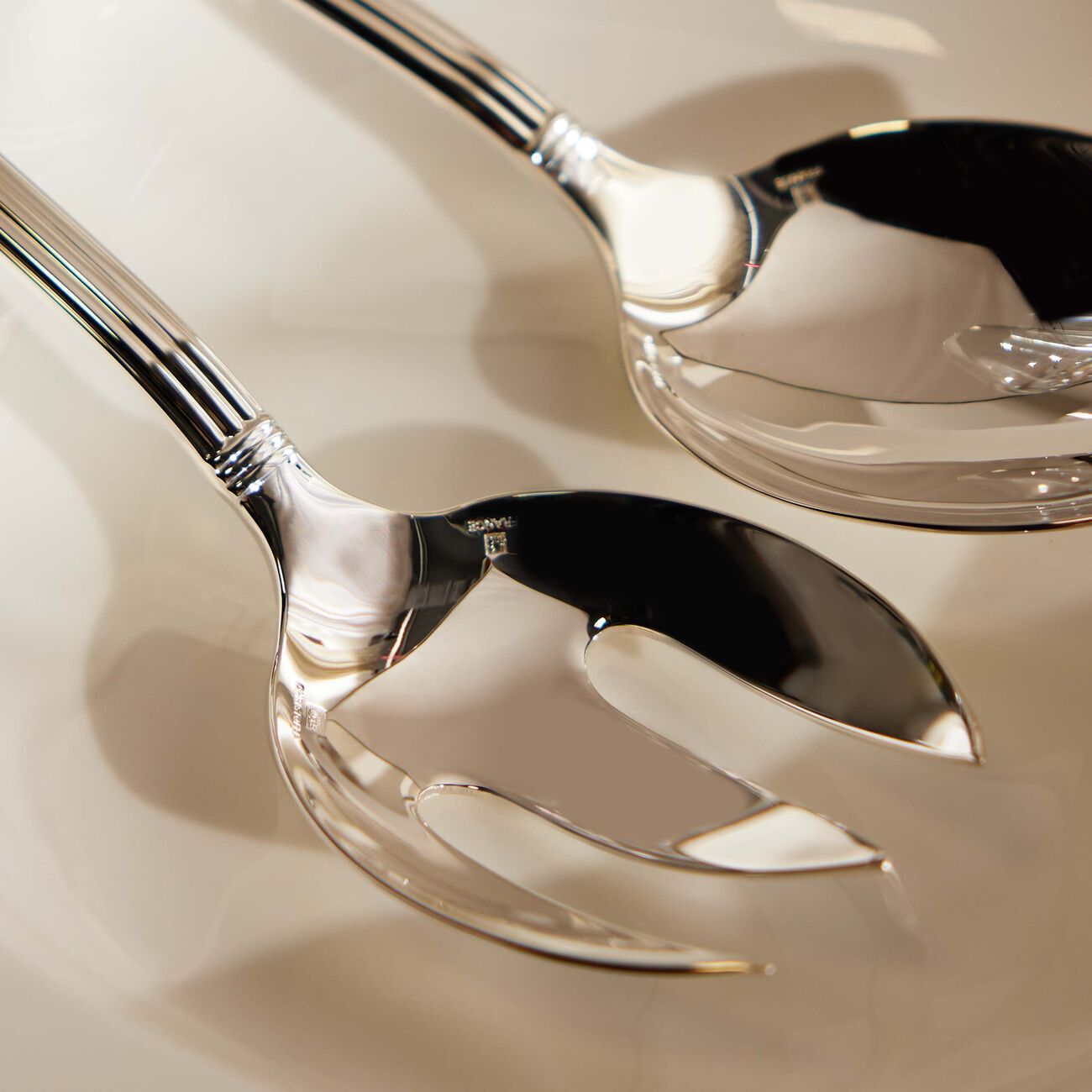 christofle aria salad serving fork silver plated