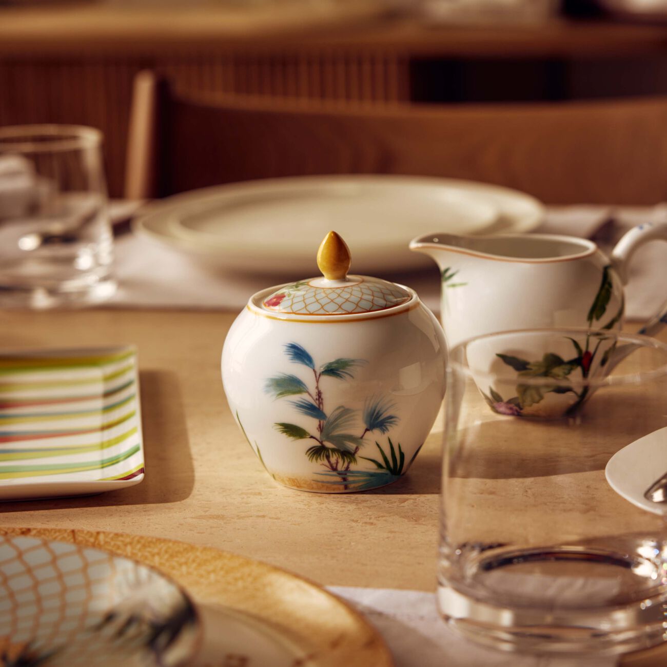 bernardaud tropiques sugar bowl blue