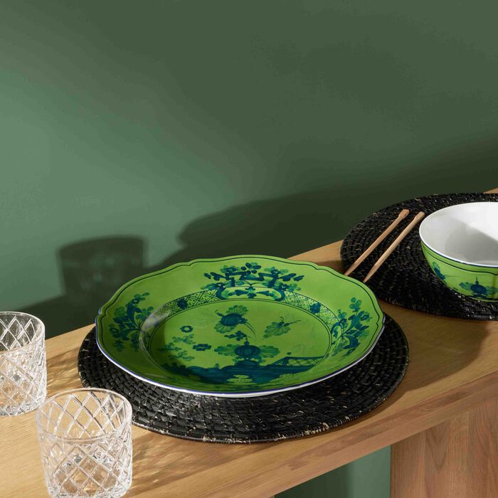 ginori 1735 oriente italiano serving platter round green 31cm