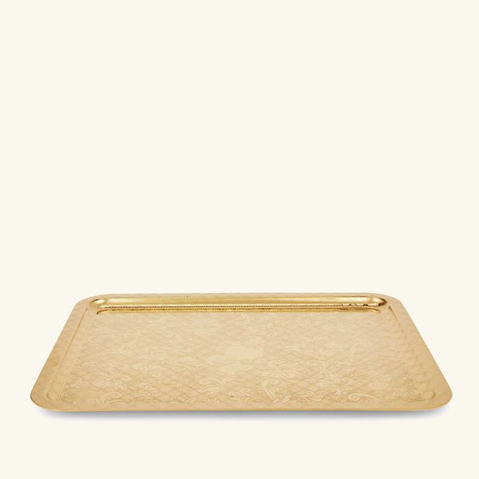 christofle jardin d eden serving tray rectangular large gold