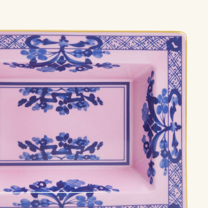 ginori 1735 oriente italiano azalea trinket tray rectangular small pink