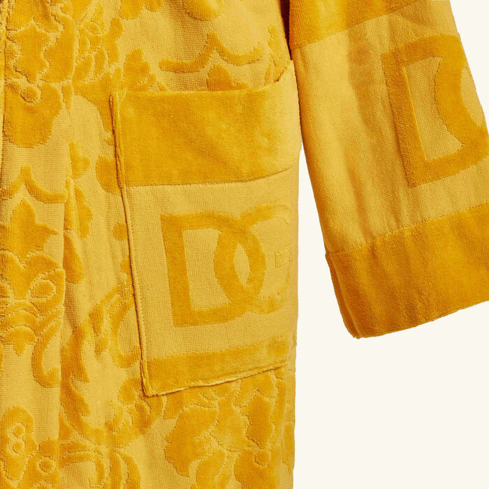dolce gabbana casa terry cotton jacquard bath robe small orange