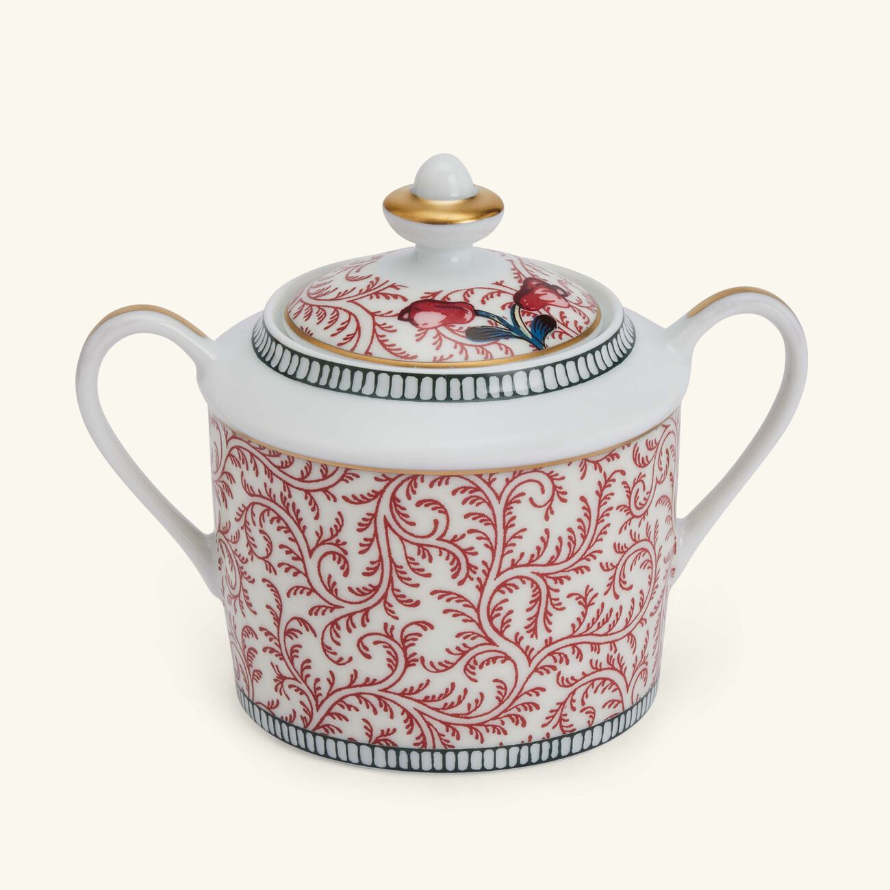 bernardaud braquenie sugar bowl red