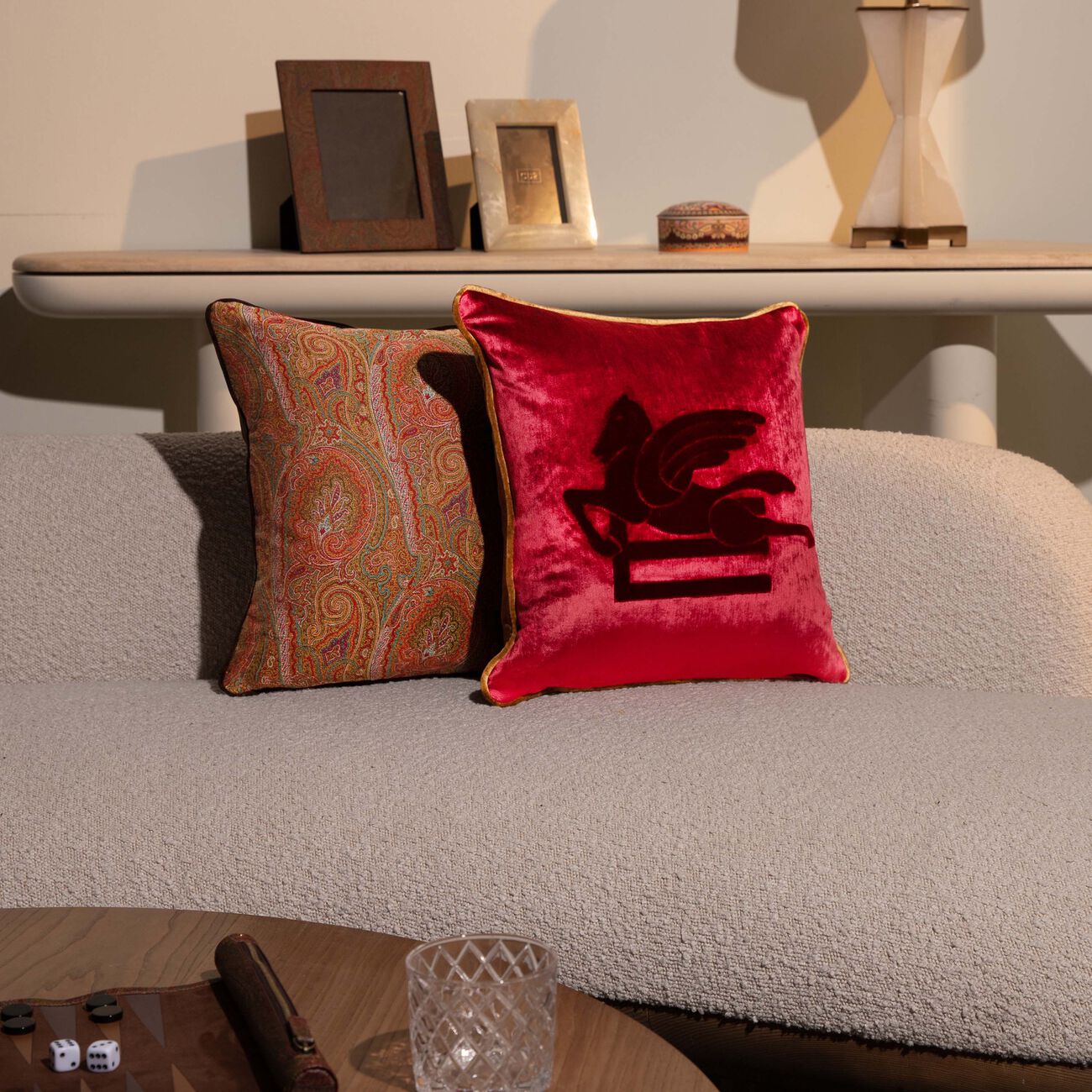 etro pegaso embroided cushion red