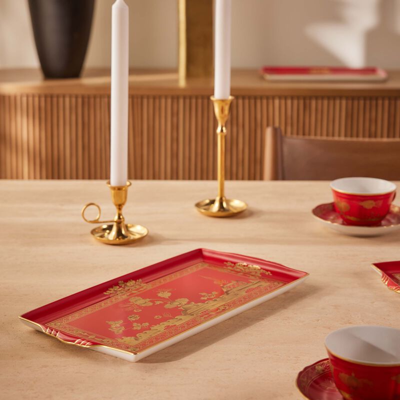 Oriente Italiano Serving Tray Rectangular Medium Red ginori 1735 oriente italiano serving tray rectangular medium red