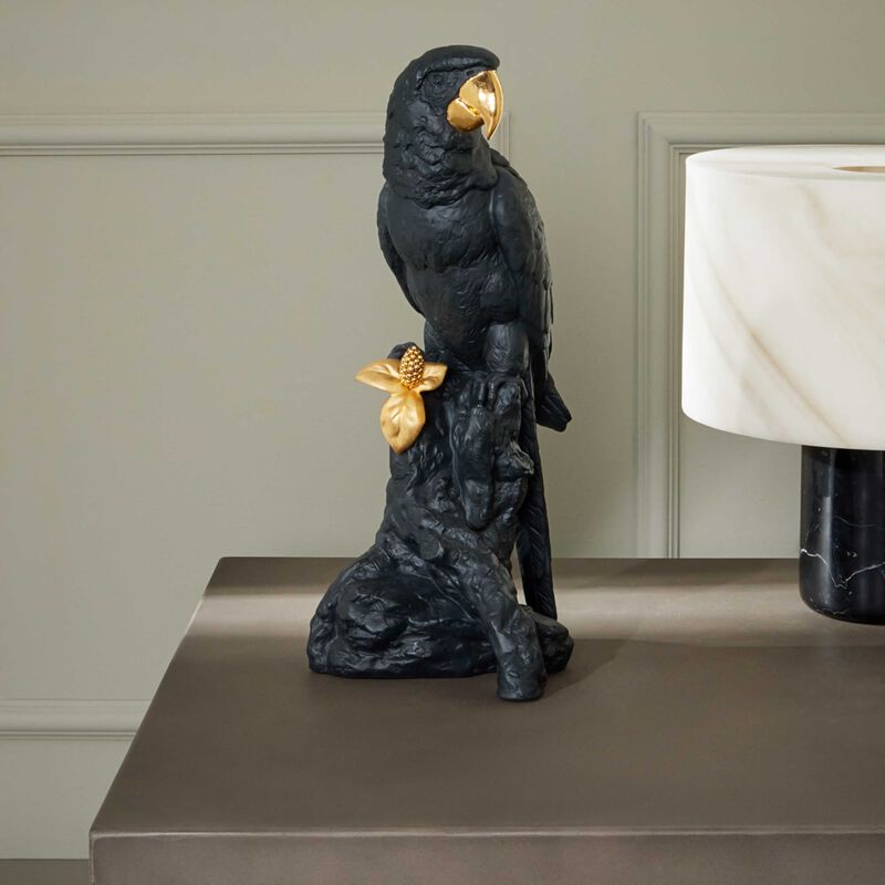 lladro macaw bird sculpture large black
