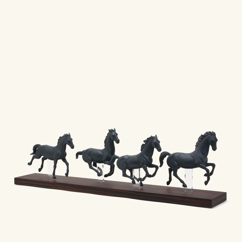 Galloping Herd Horses Sculpture Small Black lladro galloping herd horses sculpture small black