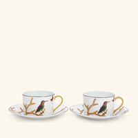 bernardaud aux oiseaux tea cup saucer gold set of 2