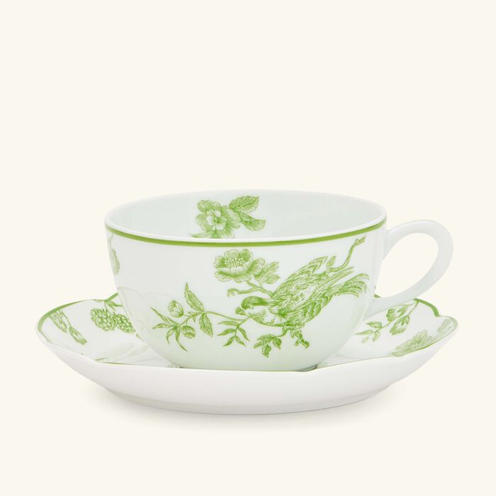 bernardaud albertine tea cup   saucer green set of 2