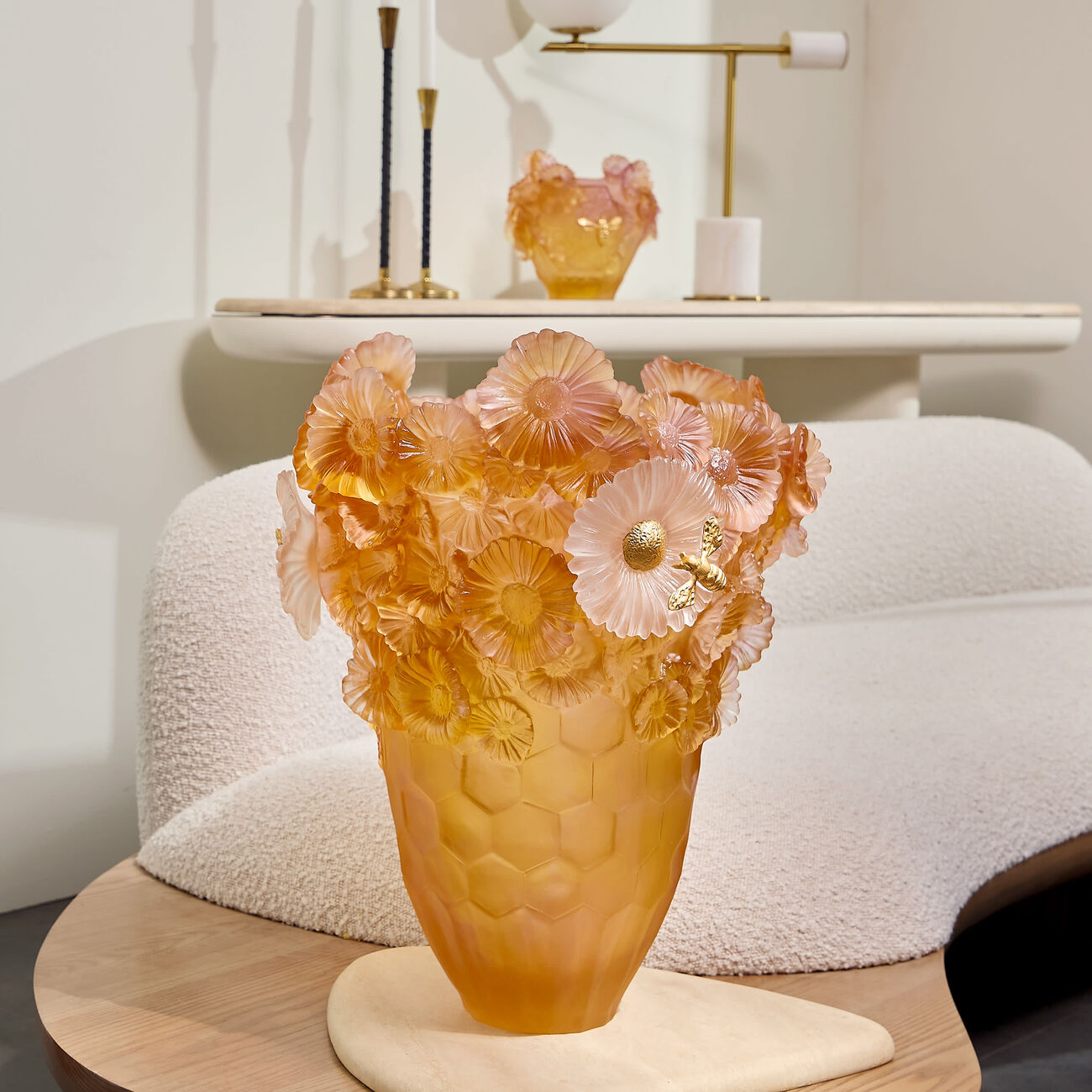 daum or d abeille magnum vase extra large orange limited edition