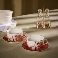 marie daage bouquet de vie tea cup saucer orange