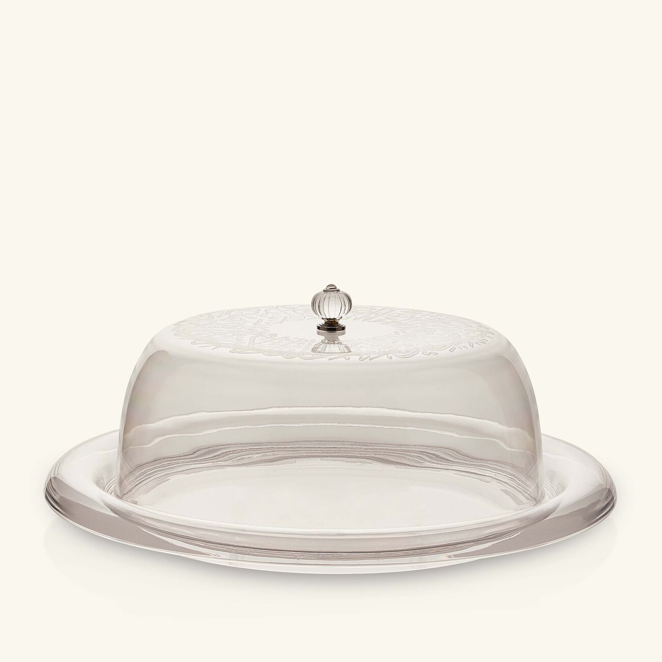 دملاج طبق  ثلث  للضيافة مع غطائه بتصميم شفاف