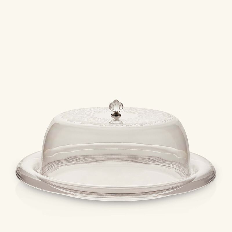 دملاج طبق  ثلث  للضيافة مع غطائه بتصميم شفاف