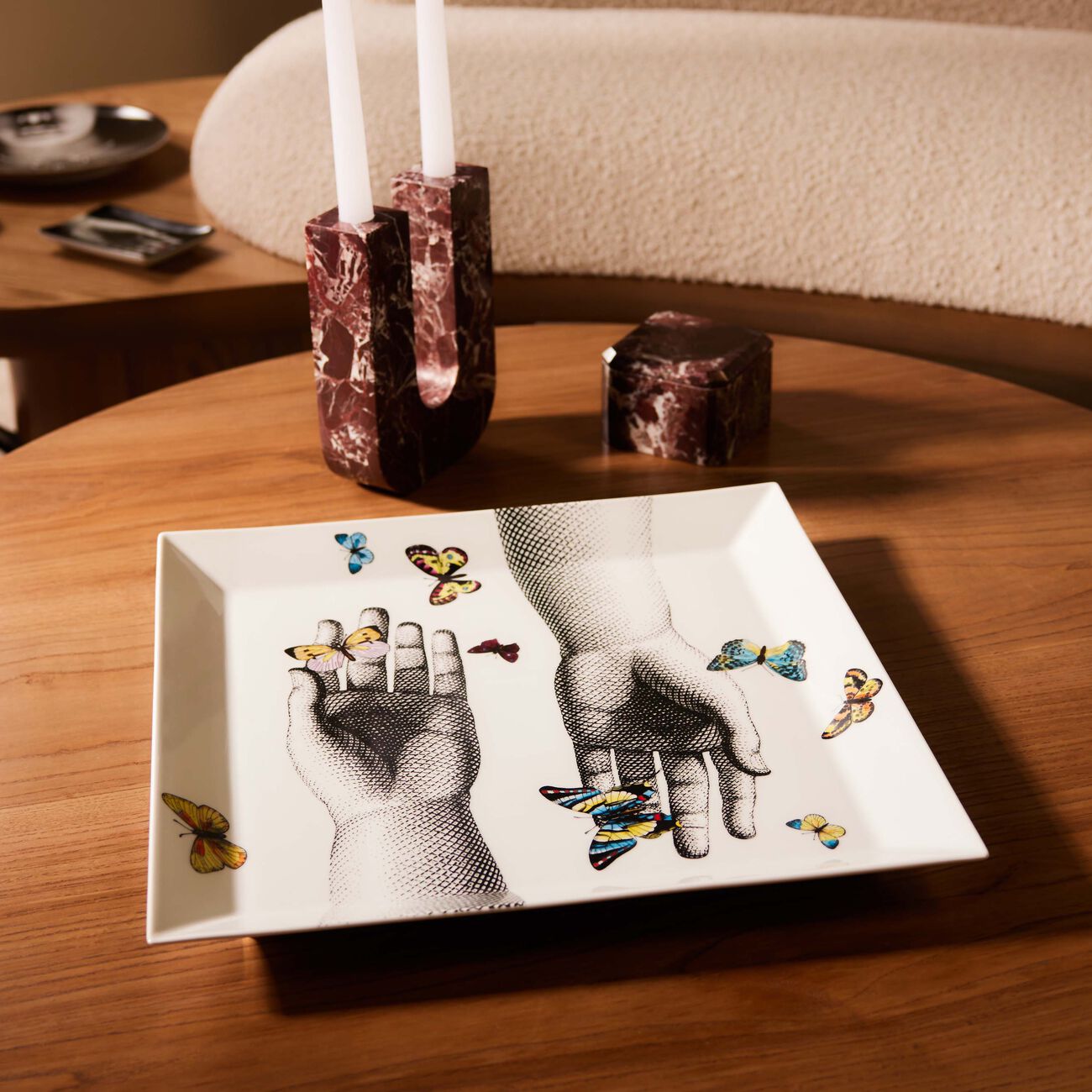 Mani e Farfalle Trinket Tray Square White fornasetti mani e farfalle trinket tray square white