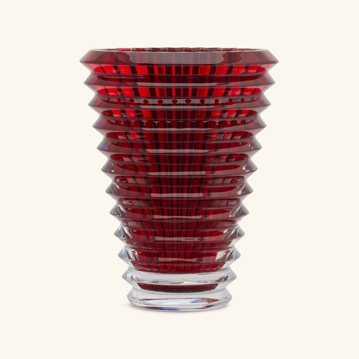 baccarat eye vase round small red