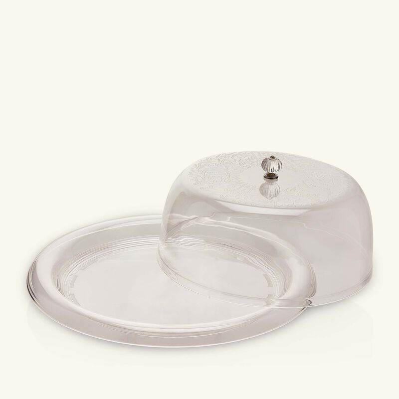 دملاج طبق  ثلث  للضيافة مع غطائه بتصميم شفاف