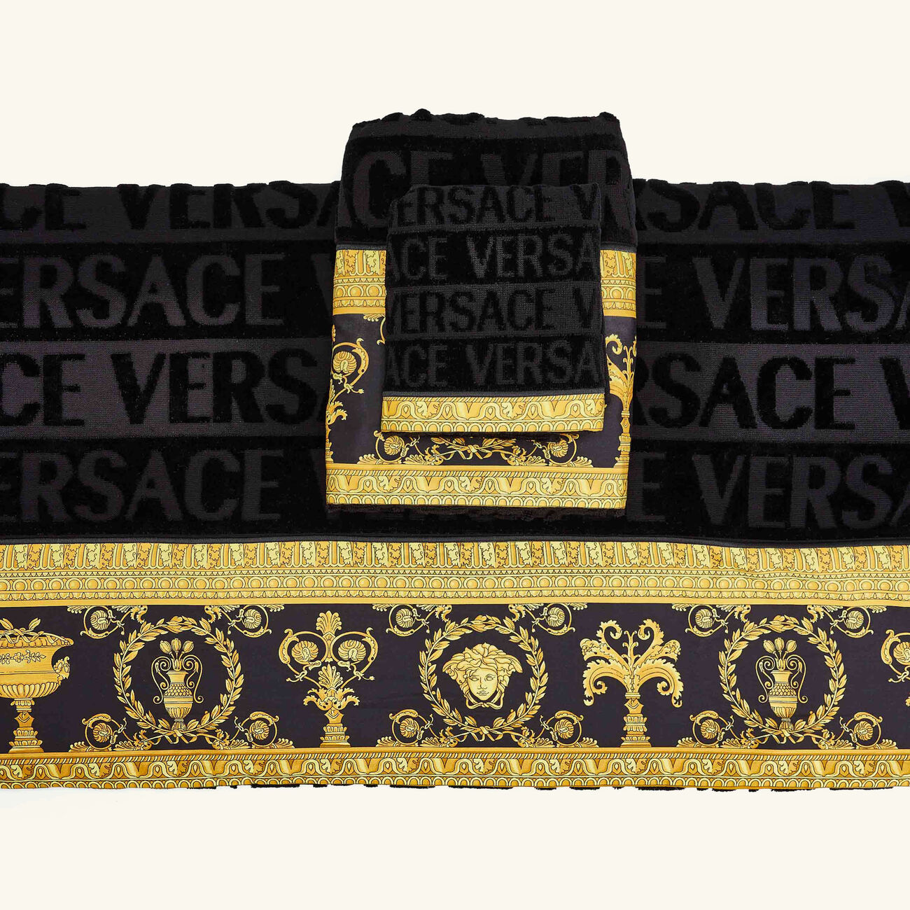 versace i love baroque towels black set of 5