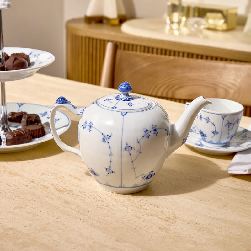 royal copenhagen blue fluted plain teapot white