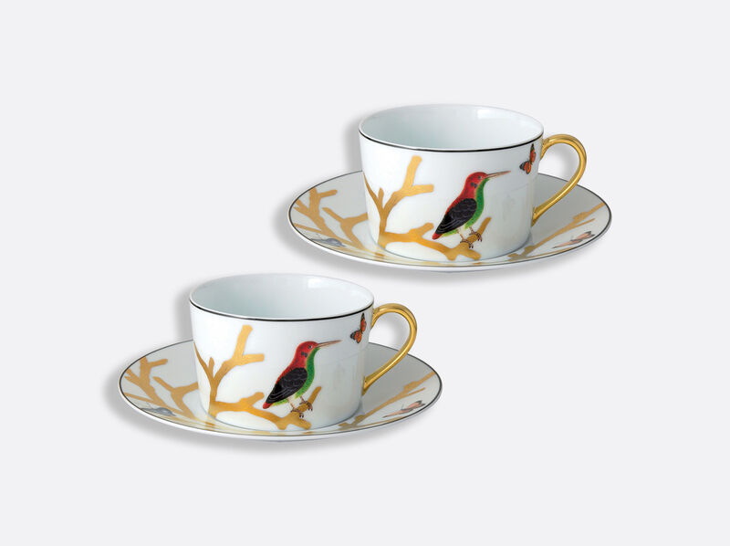 Aux Oiseaux Set Of 2 Breakfast Cups & Saucers, large