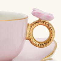 villari butterfly coffee cup saucer pink