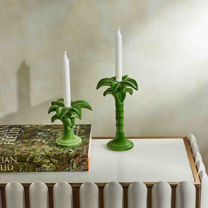 les ottomans palm trees candle holder green