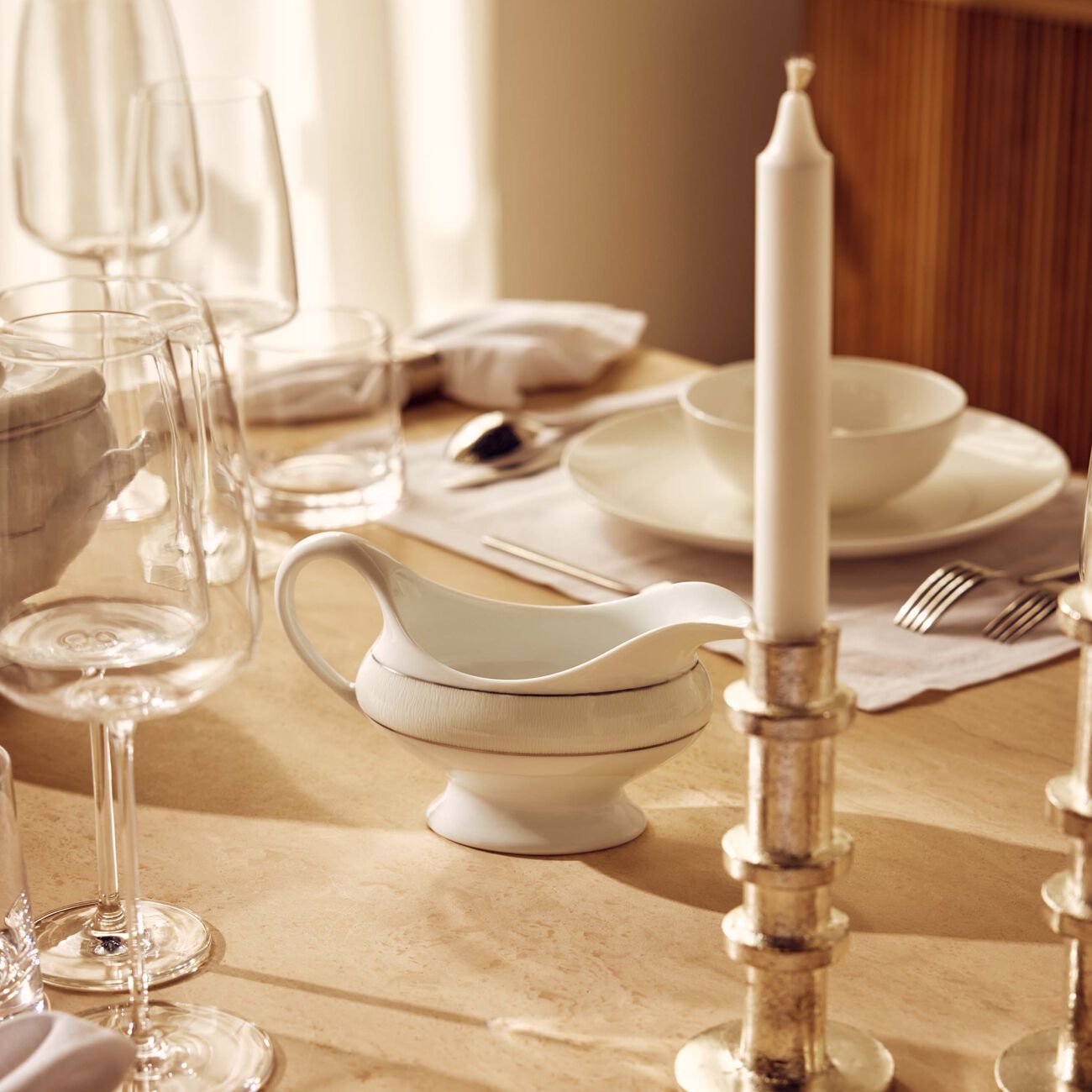 bernardaud dune gravy boat white