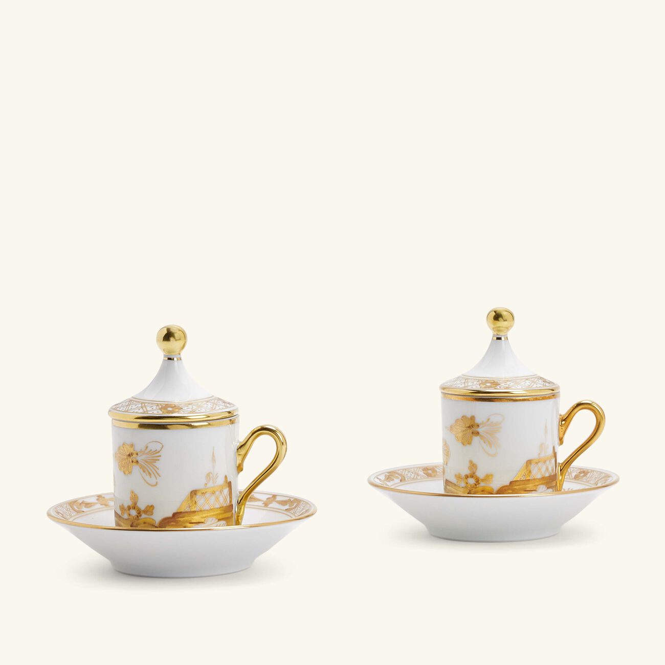ginori 1735 oriente italiano coffee cup with plate cover gold set of 2