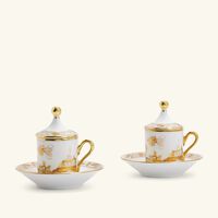 ginori 1735 oriente italiano coffee cup with plate cover gold set of 2