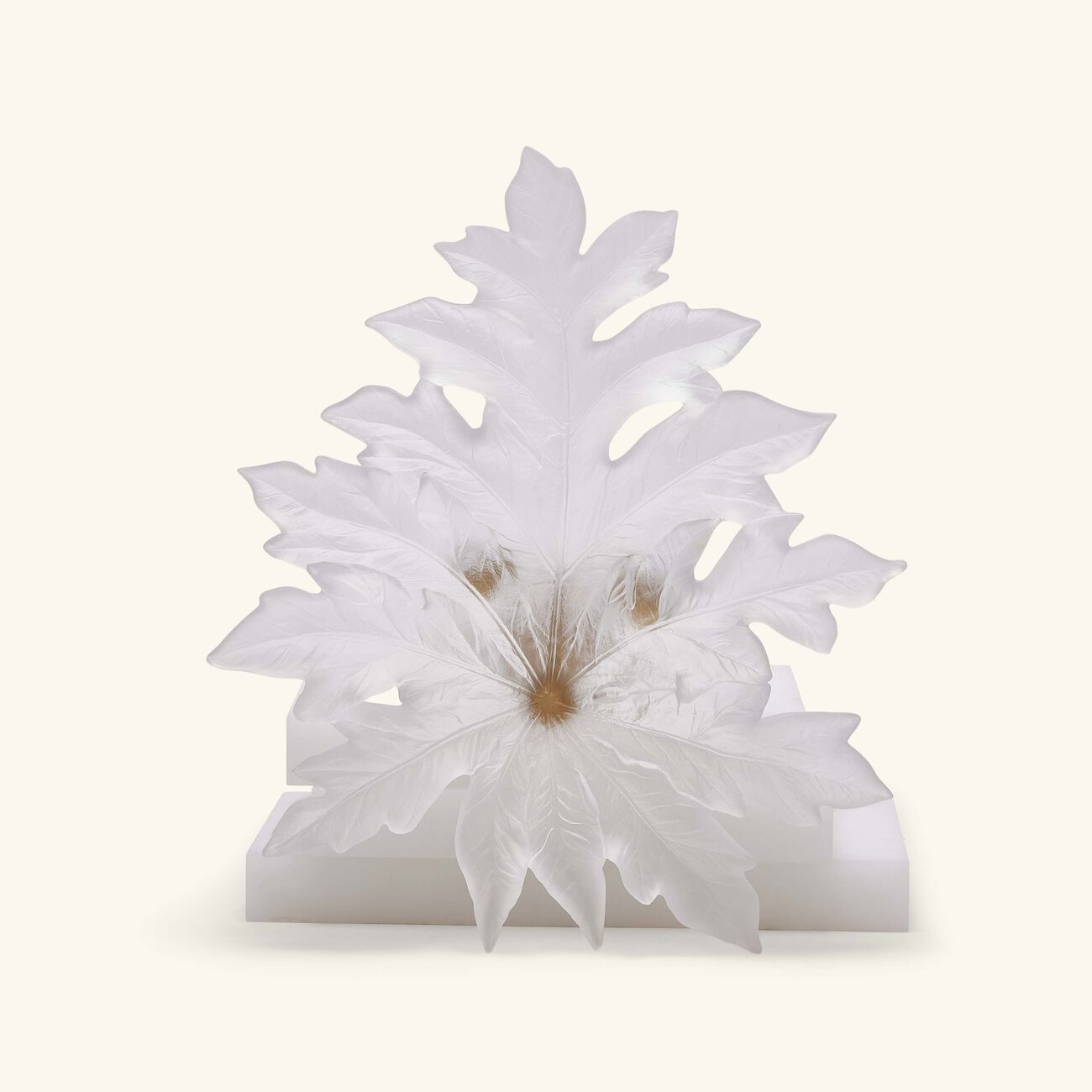 daum born o wall leaf figurine medium white