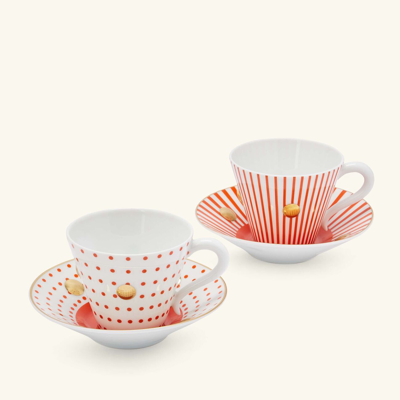 bernardaud delphos et knossos tea cup saucer red set of 2