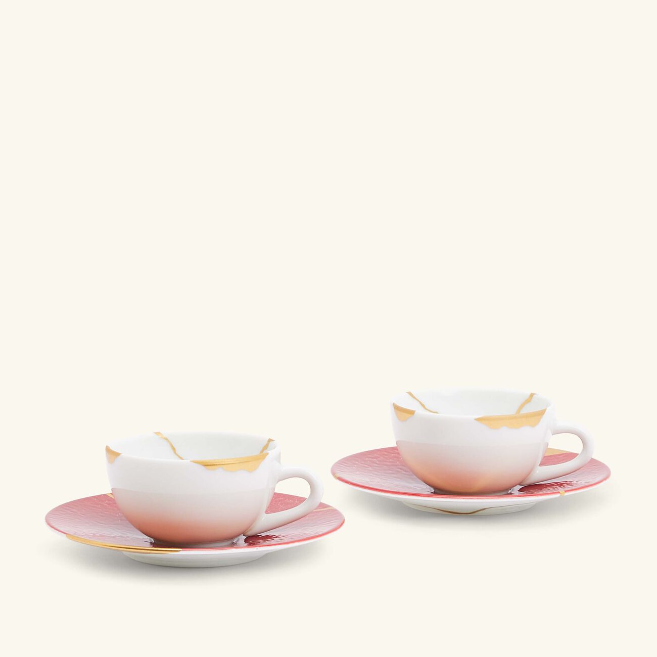 bernardaud kintsugi rouge espresso cups and saucers   set of 2