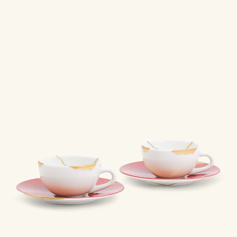bernardaud kintsugi rouge espresso cups and saucers   set of 2