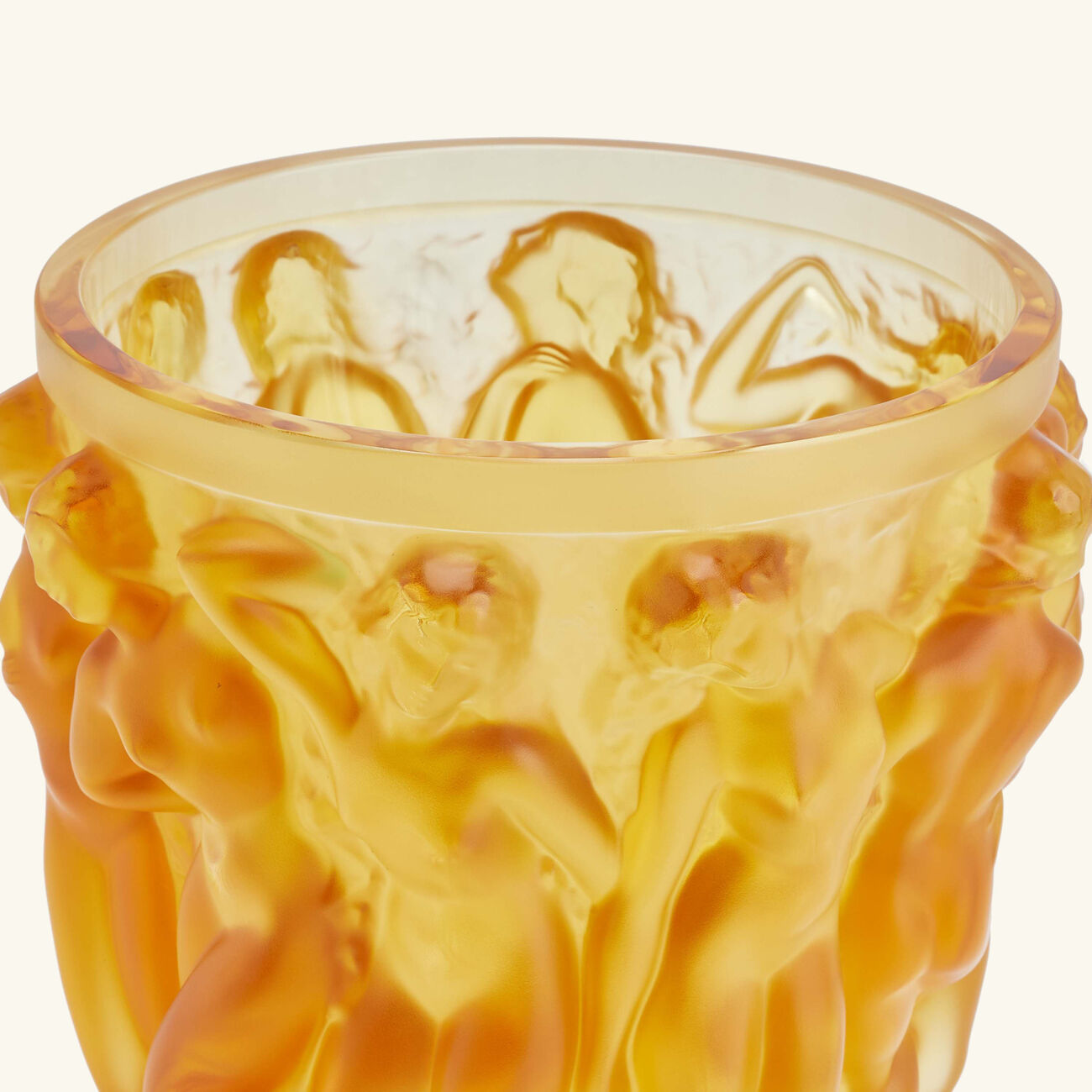 lalique bacchantes vase small orange