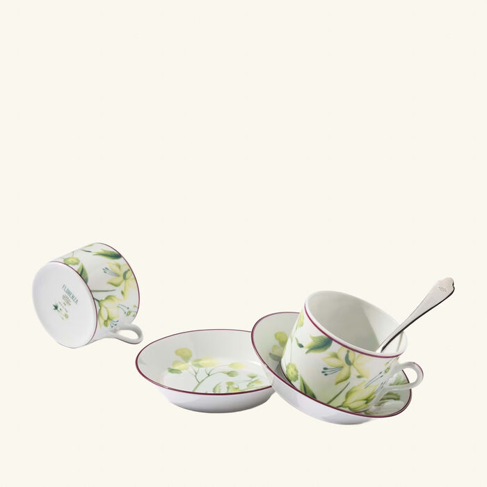 ginori 1741 florenza acanto impero tea cup saucer green