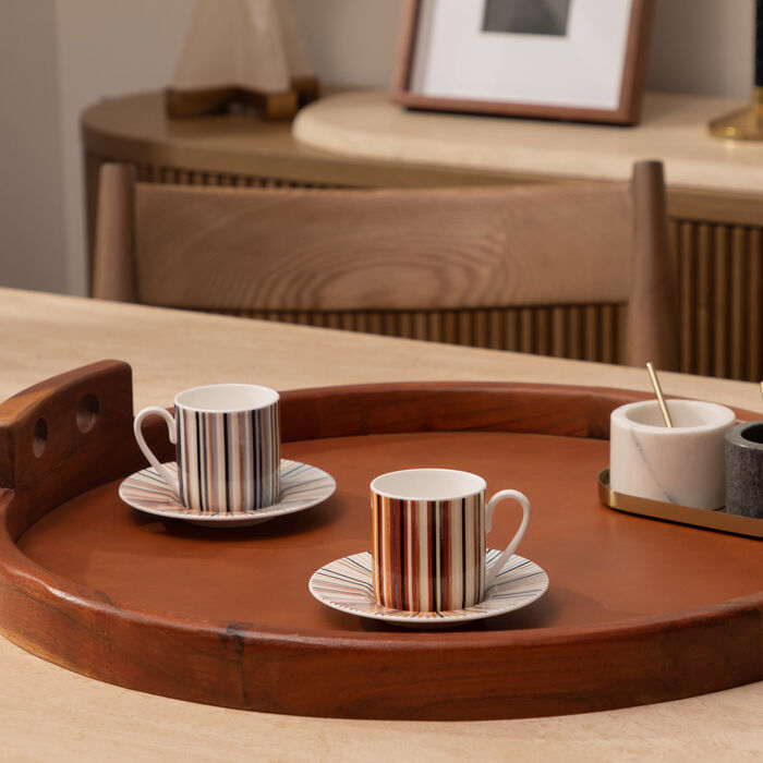 طقم فنجان قهوة وصحنه سترايبس متعدد الألوان من قطعتين ميسوني هوم طقم فنجان قهوة وصحنه سترايبس متعدد الألوان من قطعتين