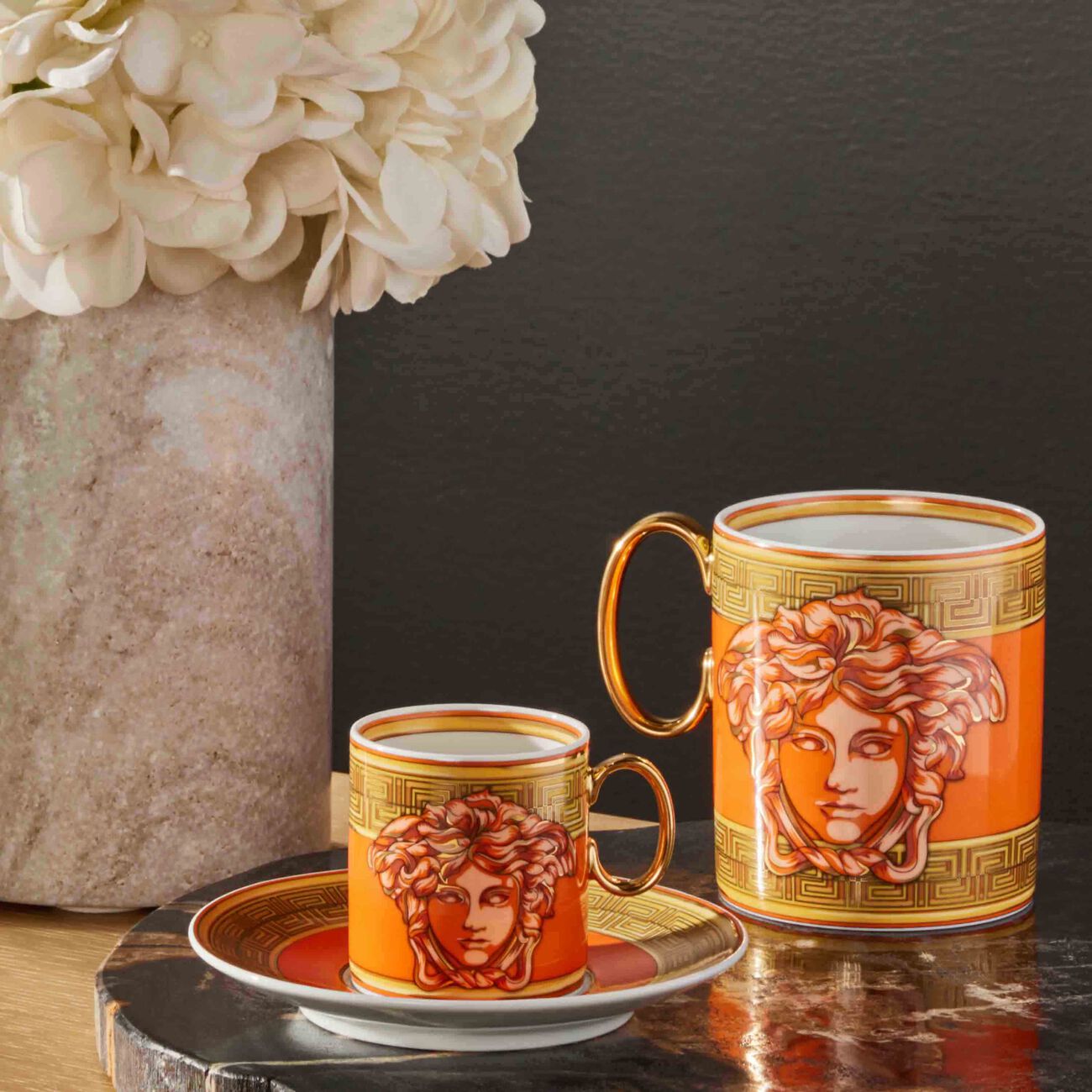 versace orange coin mug white