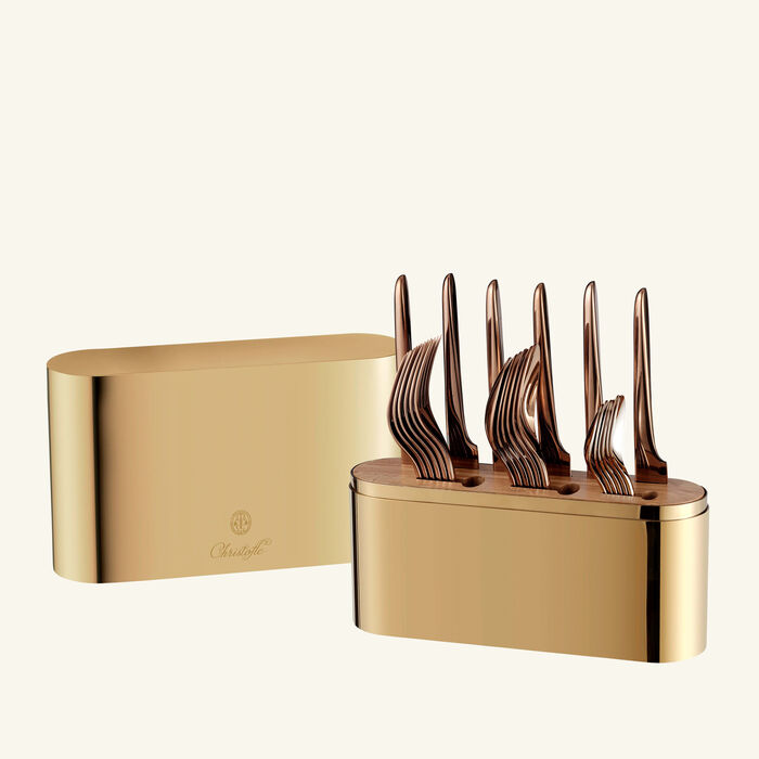christofle concorde cutlery case gold