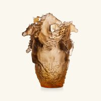 daum cavalcade glazed vase large brown limited edition