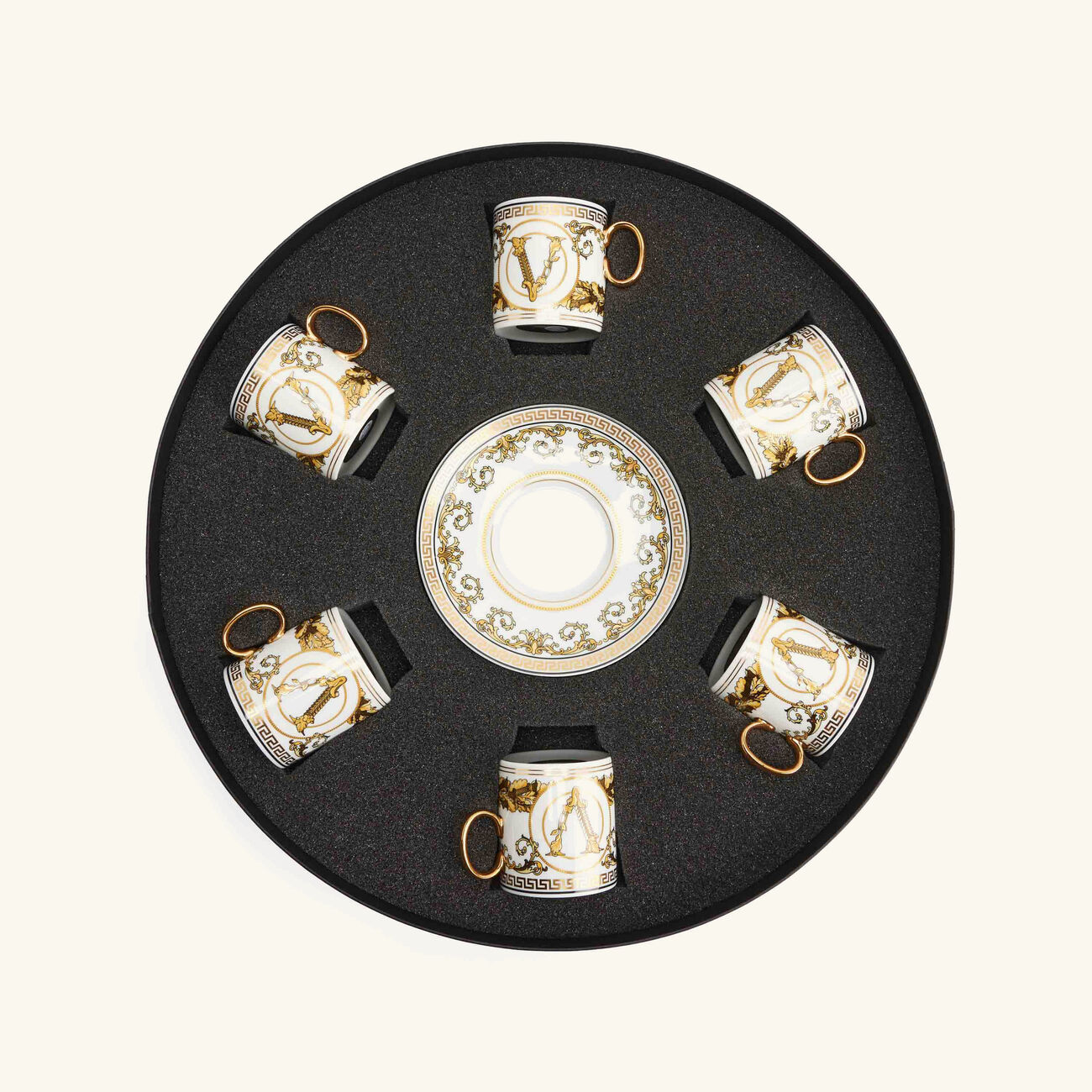 versace virtus gala coffee cup saucer gold set of 6