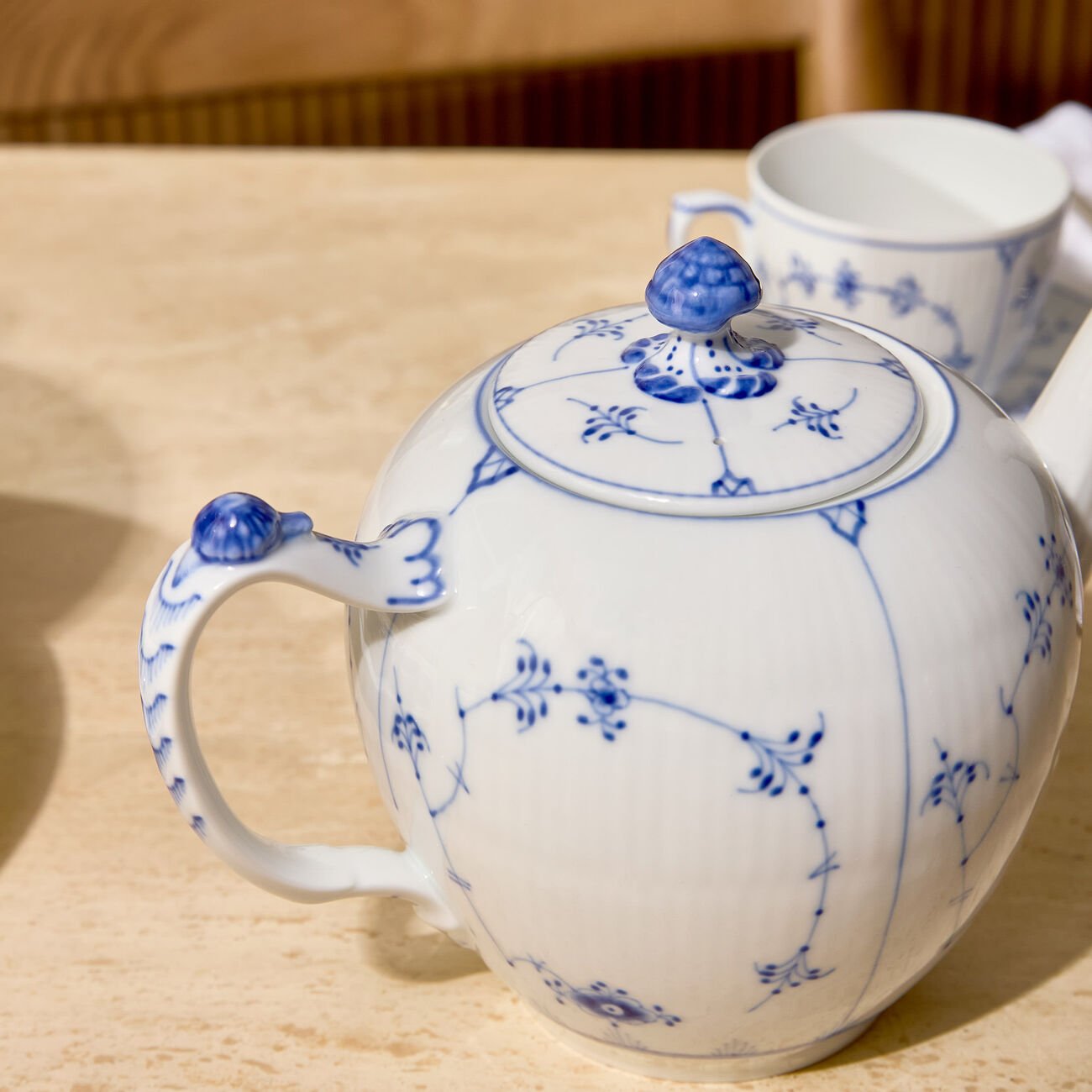 royal copenhagen blue fluted plain teapot white