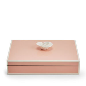 Paris Pink Rectangular Box with White Flower Handle, medium