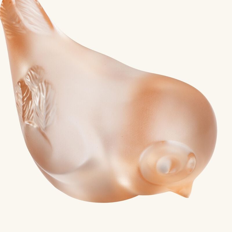 lalique piou head down sculpture small pink