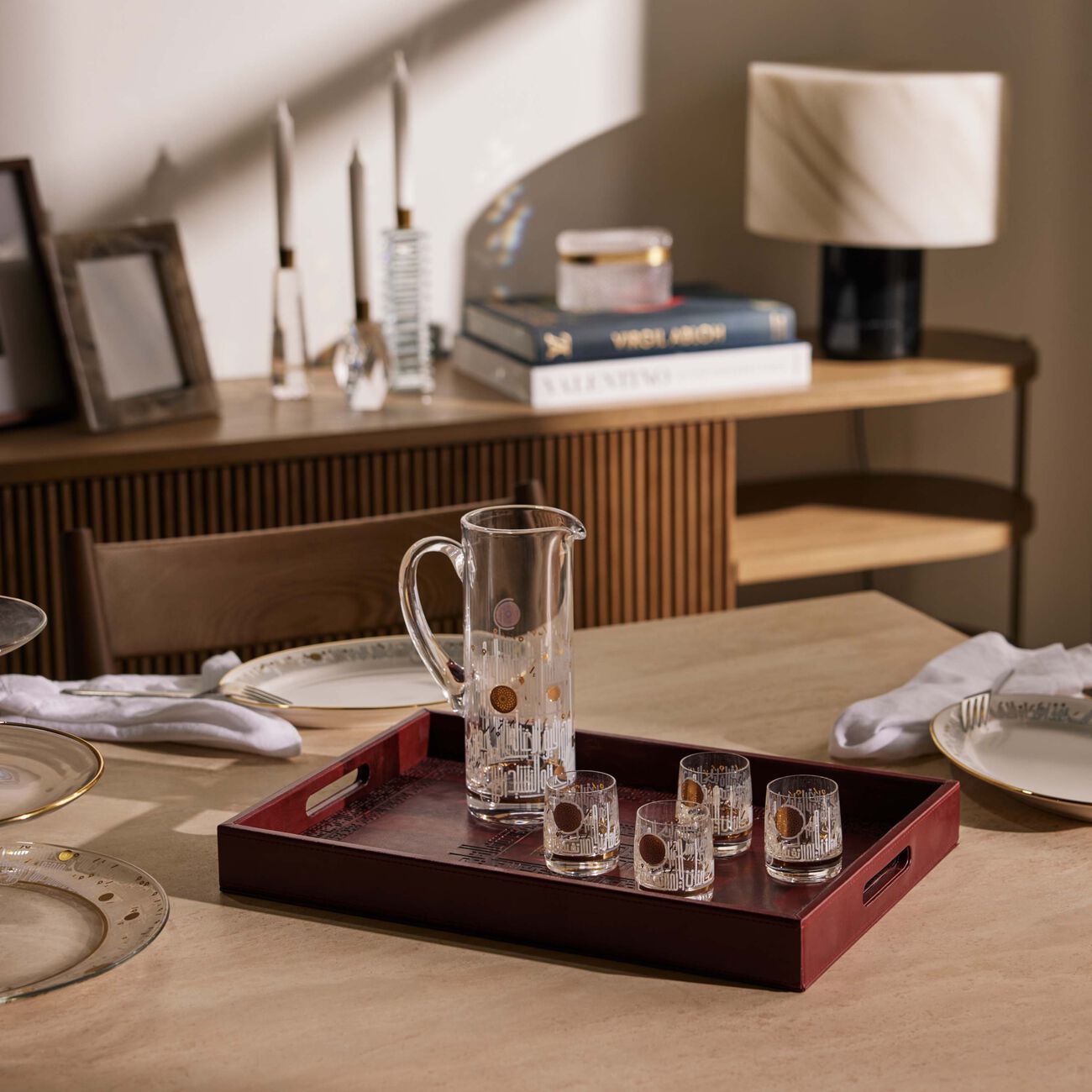 dimlaj shafa serving tray rectangular red 40x27cm