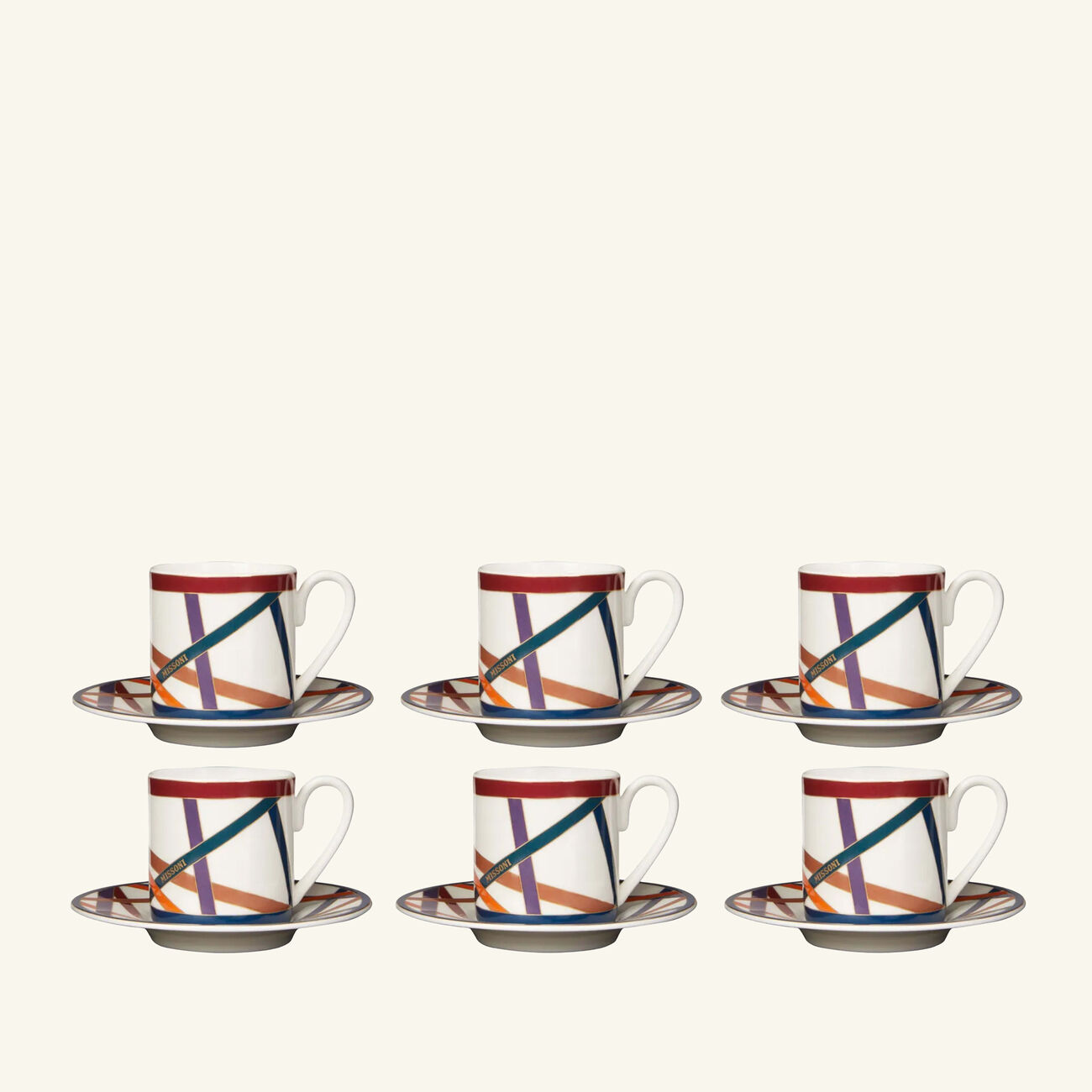 missoni home nastri coffee cup saucer multicolor set of 6
