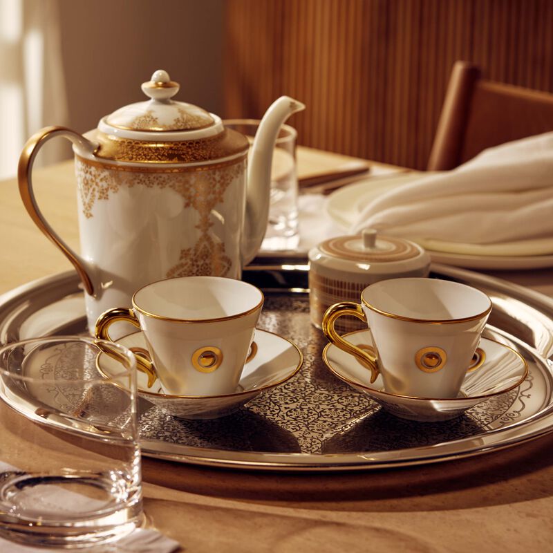 Ithaque Or Olivier Gagnère Coffee Cup & Saucer White bernardaud ithaque or olivier gagn re coffee cup saucer white