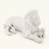 lladro lion with cub sculpture small white