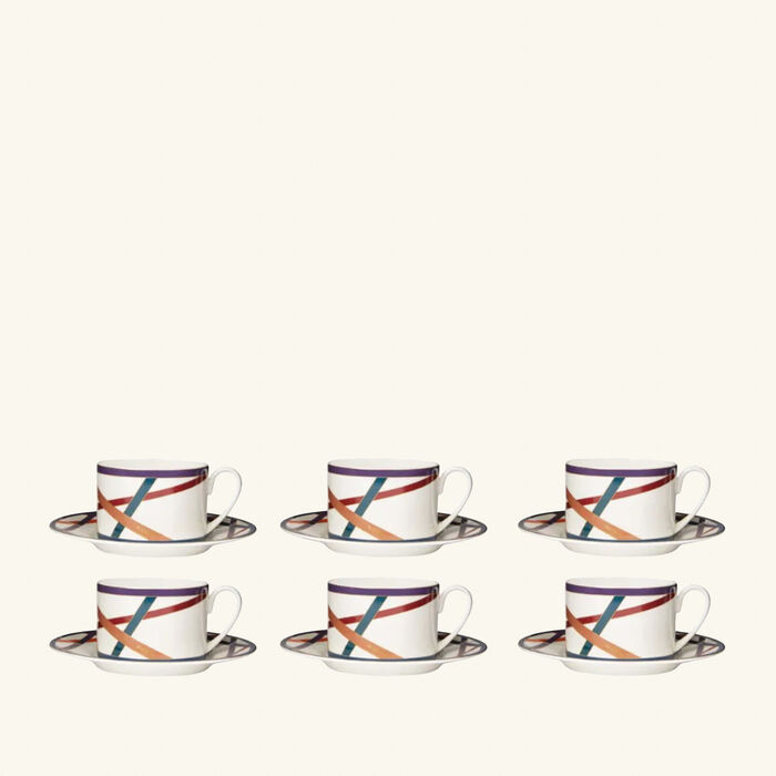 Nastri Tea Cup & Saucer Multicolor Set Of 6 missoni home nastri tea cup saucer multicolor set of 6