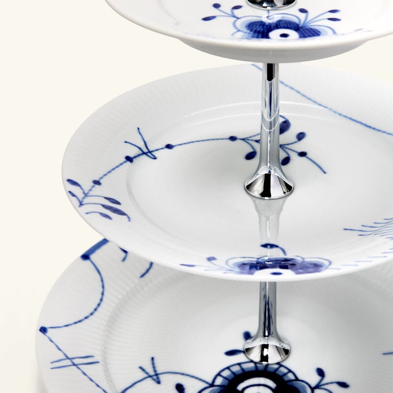 royal copenhagen blue fluted mega 3 tier cake stand white